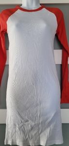 Forever 21 knit dress long sleeve white red M
